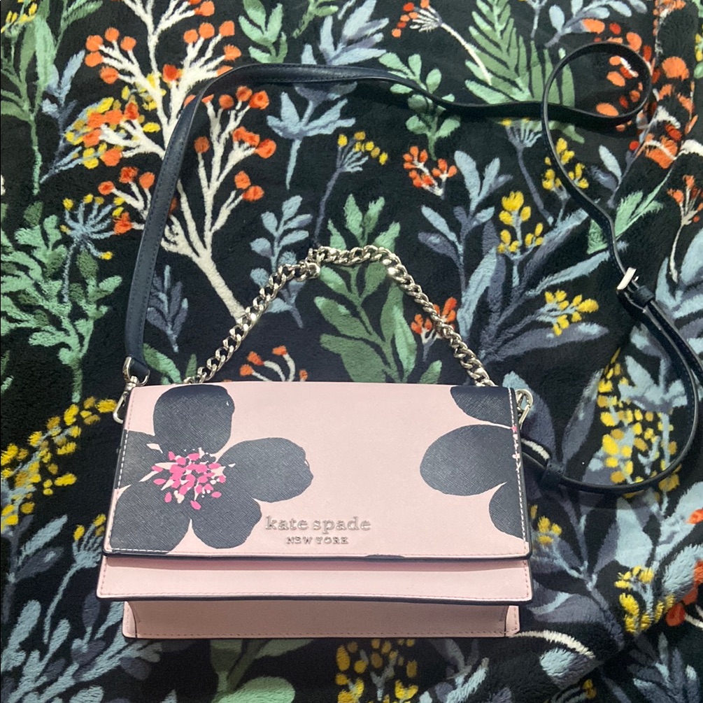 Kate Spade Dark Blue And Pink Crossbody Bag
